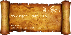 Maninger Zsófia névjegykártya